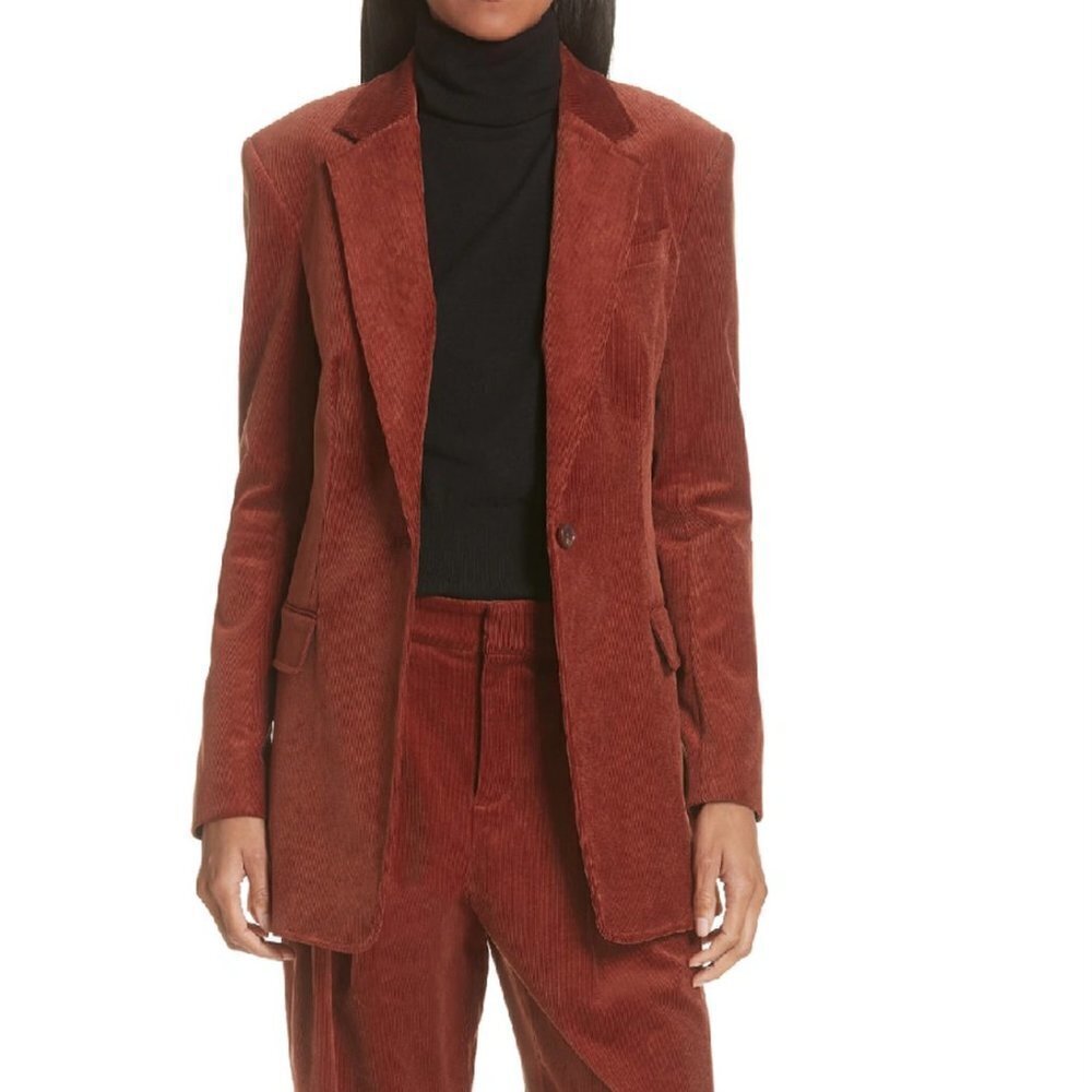 A. L. C. Vernay Corduroy Blazer In Deep Rust Size US 10 Rare Find